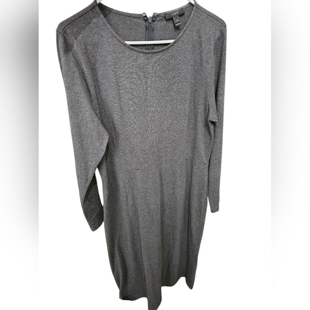 J. Crew Long Sleeve Crewneck Sheath Dress in Heather Gray - Picture 2 of 4